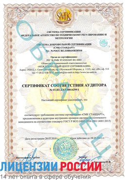 Образец сертификата соответствия аудитора №ST.RU.EXP.00014299-1 Котовск Сертификат ISO 14001